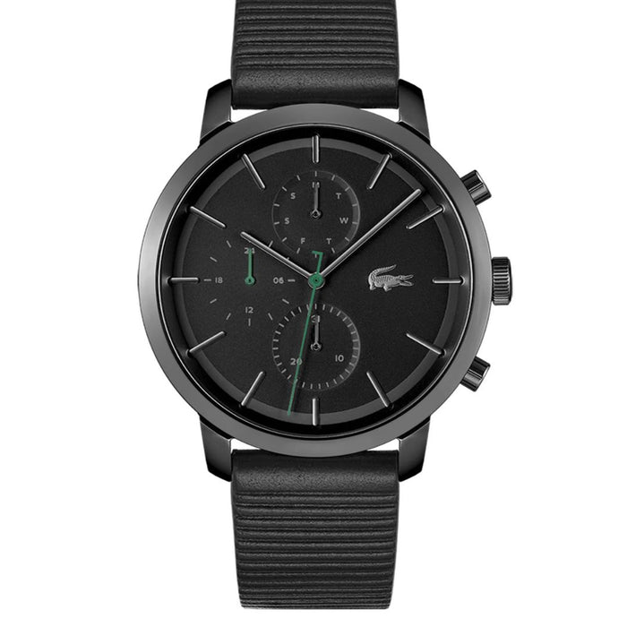Lacoste Replay Black Leather Men's Multi-function Watch - 2011177 - Authentic