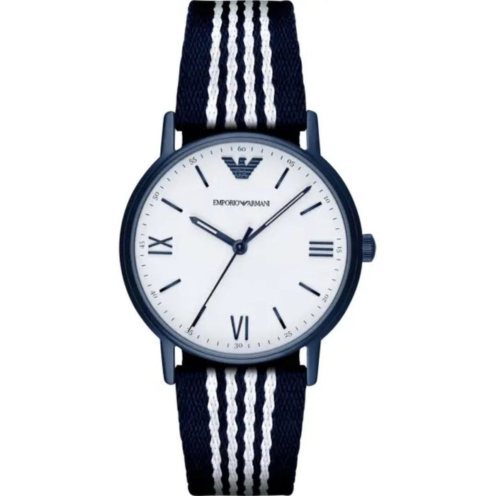 Emporio Armani Kappa Dress White Dial Two Tone NATO Strap Watch For Men AR80005 - Authentic