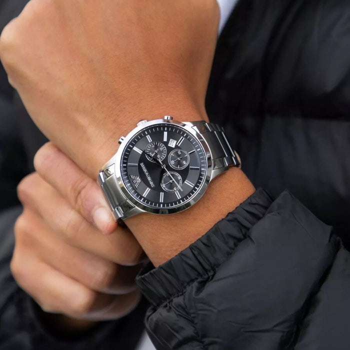 Emporio Armani Men's Chronograph Stainless Steel Watch, AR2460 46 mm Authentic