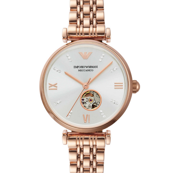 Emporio Armani Three-Hand Rose Gold-Tone Steel Watch - AR60023 - Authentic