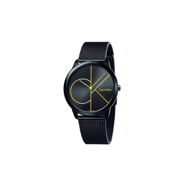 Calvin Klein Iconic Mesh Black & Gold Men’s Watch - K3m214x1 - Authentic