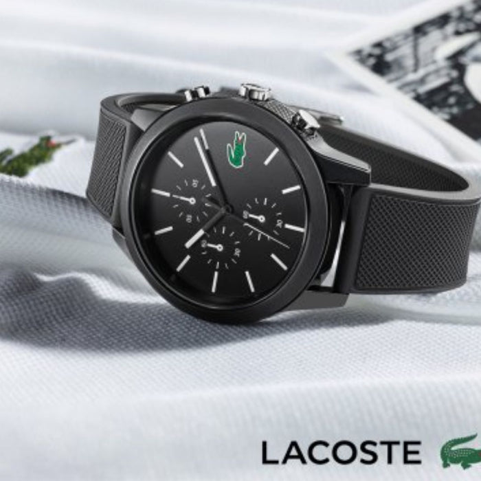 Lacoste Chronograph Quartz Watch for Men with Black Silicone Bracelet 2010972 - Authentic