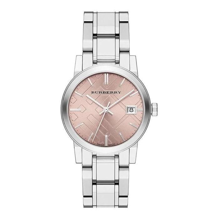 Burberry Women's Silver Stainless Steel Watch with Blush Dial - BU9124 - Authentic