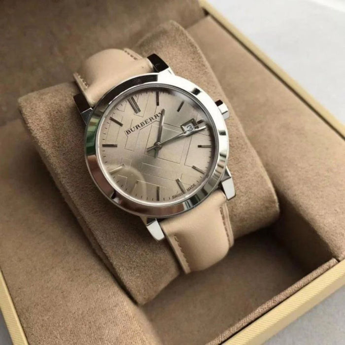 Burberry Beige Dial Watch with Taupe Leather Strap BU9010 - Authentic