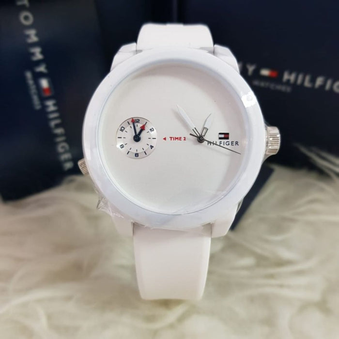 Tommy Hilfiger White Dual-Time Minimalist Watch - 1791324 - Authentic