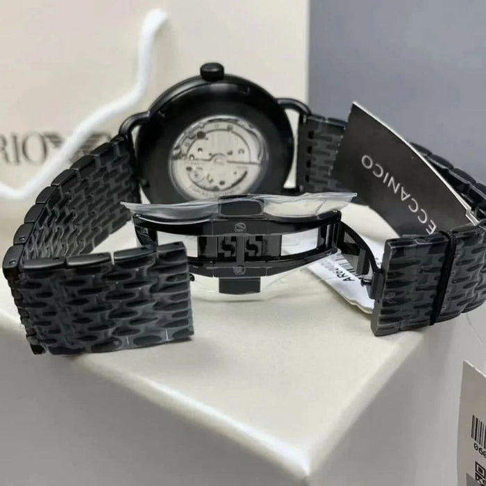 Emporio Armani Mecchanico Multifunction Black Stainless Steel Watch - AR60025 - Authentic