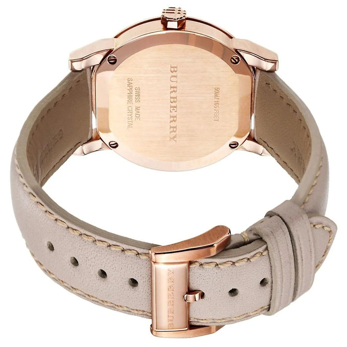 Burberry Rose Gold Beige Dial Watch with Nude Leather Strap - BU9109- Authentic