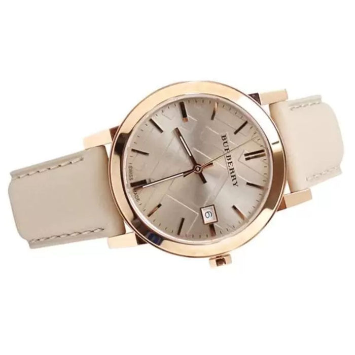 Burberry Rose Gold Watch – Beige Leather Strap - BU9014 - Authentic