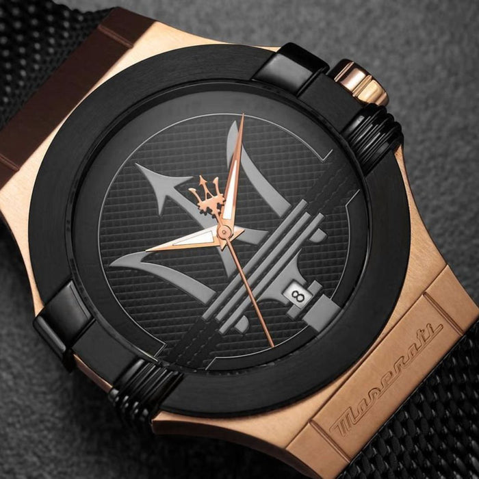 Maserati Potenza Rose Gold and Black R8853108010. - Authentic