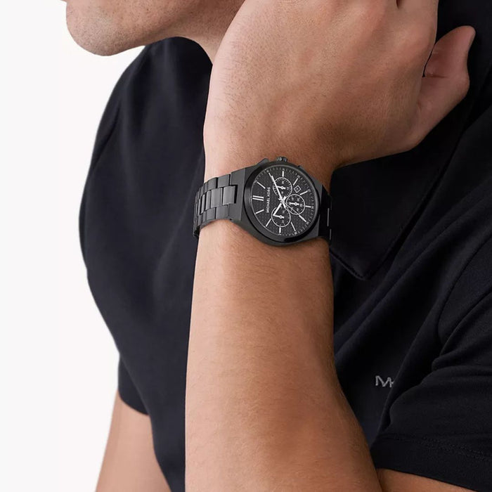 Michael Kors Lennox Chronograph Black Stainless Steel Watch MK9146 Authentic