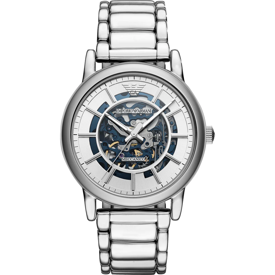 Emporio Armani Automatic Silver Skeleton Dial Men's Watch AR60006 - Au ...