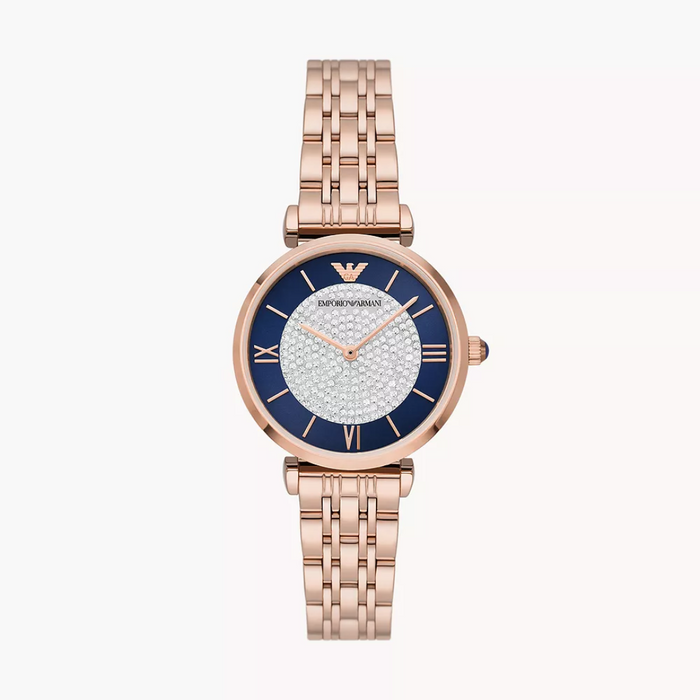 Emporio Armani Two-Hand Rose Gold-Tone Stainless Steel Watch - AR11423 - Authentic