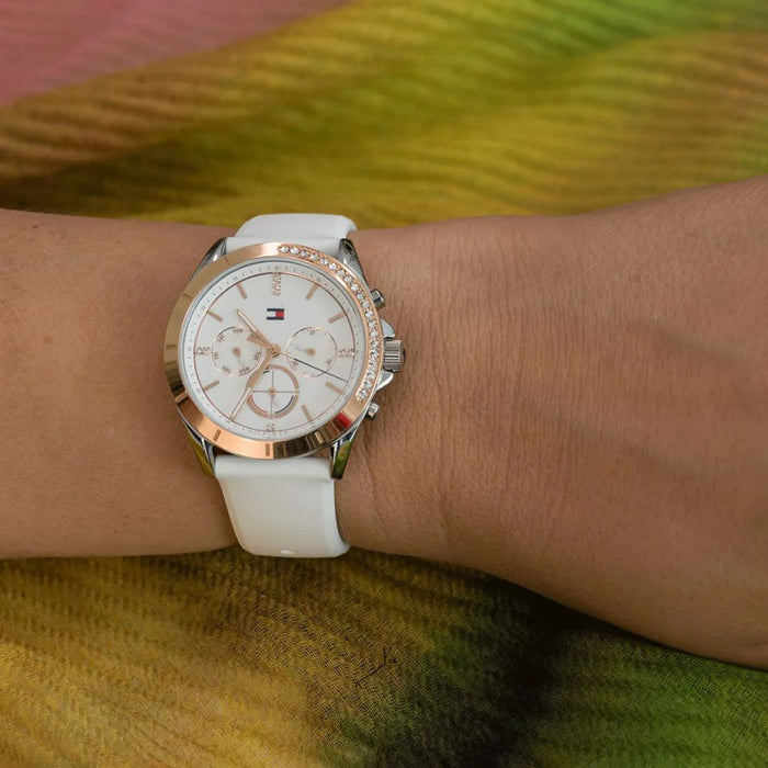 Tommy Hilfiger Kennedy 1782388 White Dial White Silicone Strap - Authentic