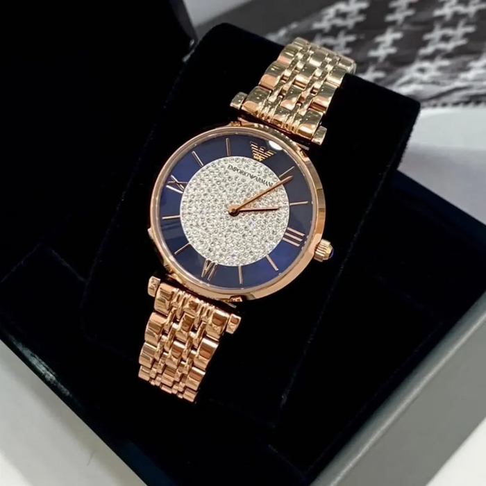 Emporio Armani Two-Hand Rose Gold-Tone Stainless Steel Watch - AR11423 - Authentic