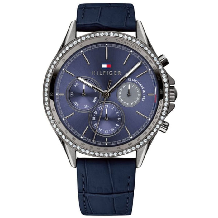 Tommy Hilfiger Ari Quartz Diamonds Blue Dial Blue Leather Strap - 1781979 - Authentic