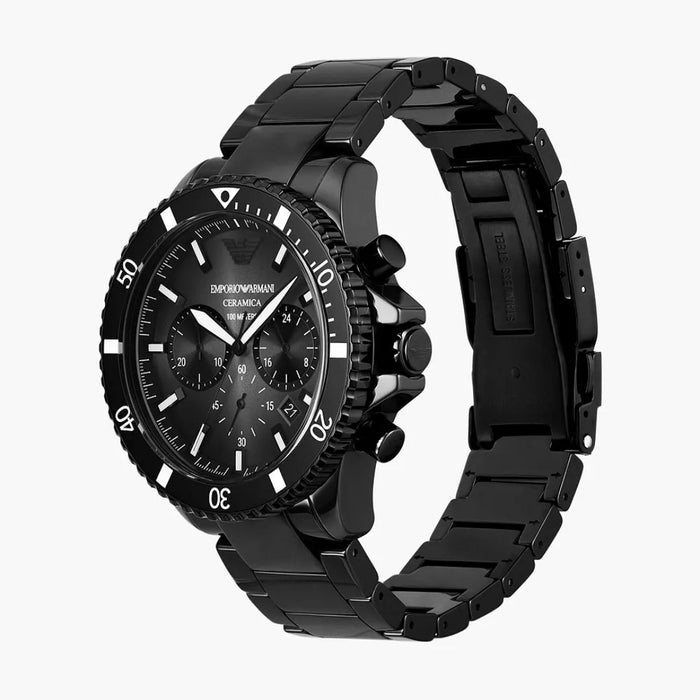 Emporio Armani Chronograph Black Ceramic Watch - AR70010 - Authentic