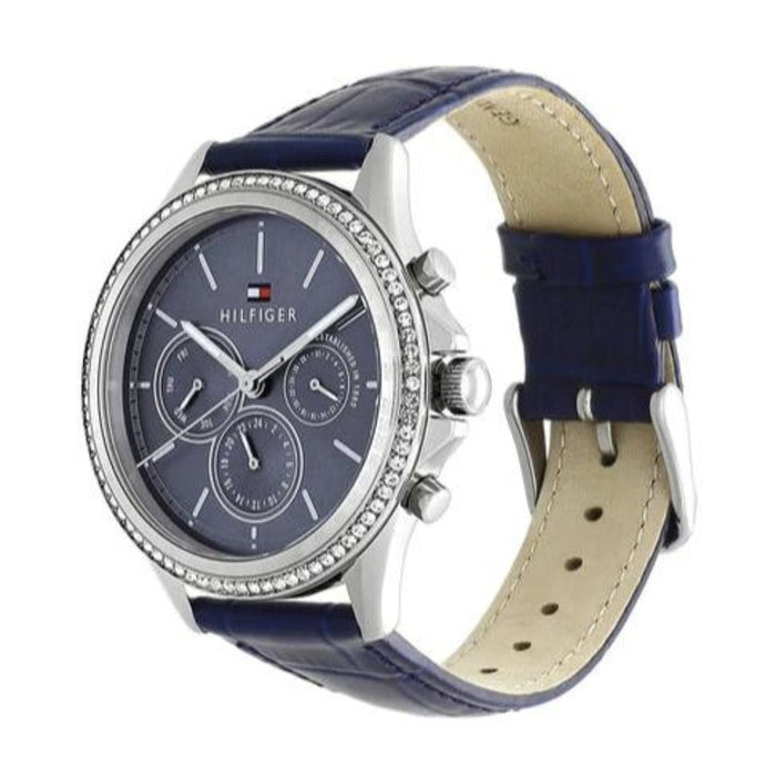 Tommy Hilfiger Ari Quartz Diamonds Blue Dial Blue Leather Strap - 1781979 - Authentic