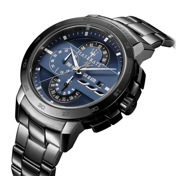 Maserati Stile Chronograph Gunmetal Blue Dial Watch - R8873619001 - Authentic