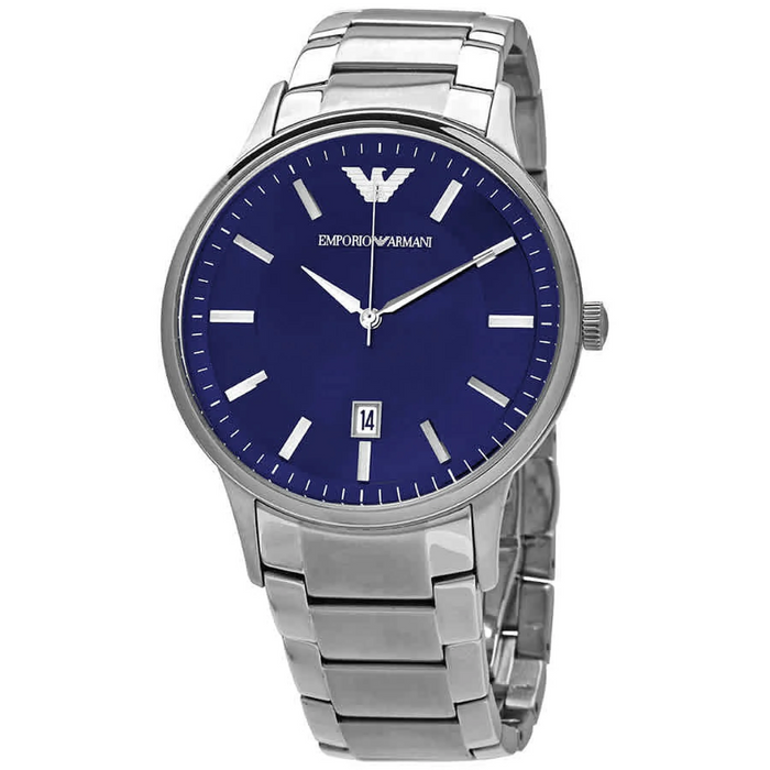 Emporio Armani Renato Watch for Men, Three Hand Date Movement, 43 mm Silver Stainless Steel Case - Authentic AR11180