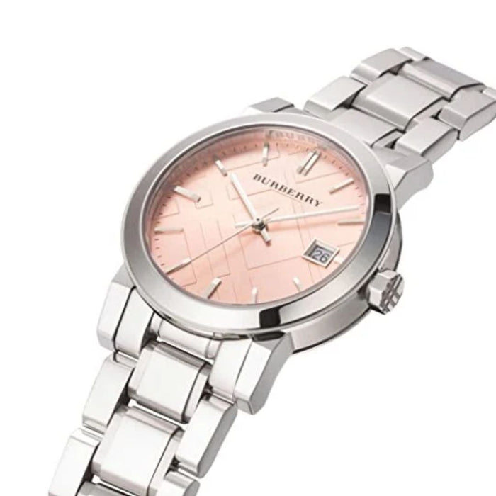 Burberry Women's Silver Stainless Steel Watch with Blush Dial - BU9124 - Authentic