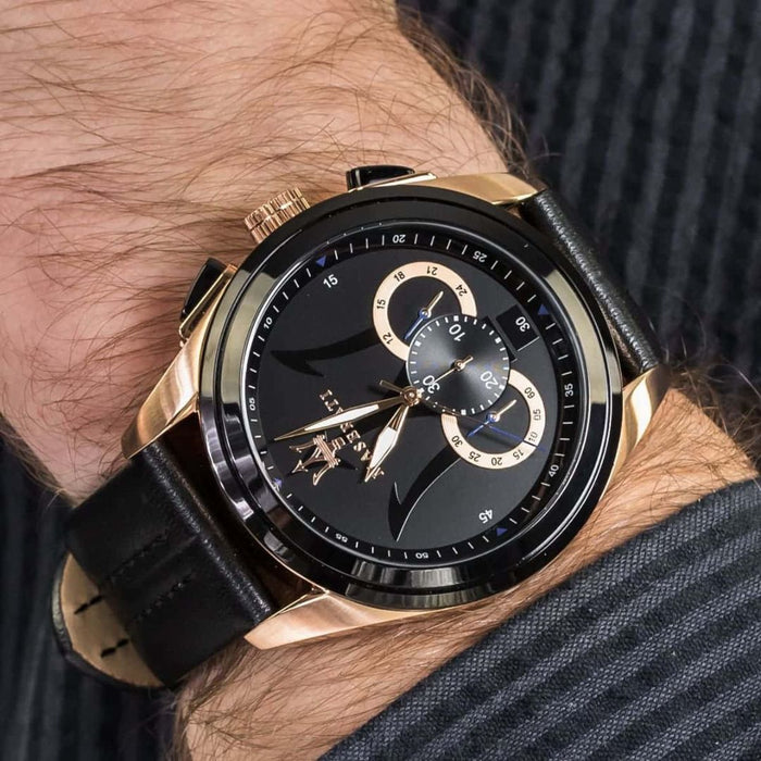Maserati Men's Rose Gold Chronograph Watch with Black Leather Strap - R8871612025 - Authentic