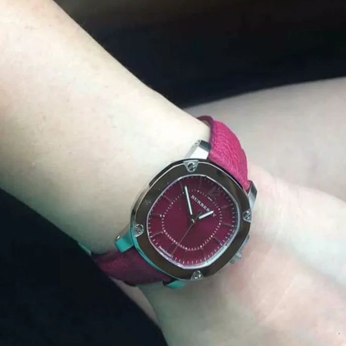 Burberry Purple Dial Watch with Textured Leather Strap BBY1715 - Authentic