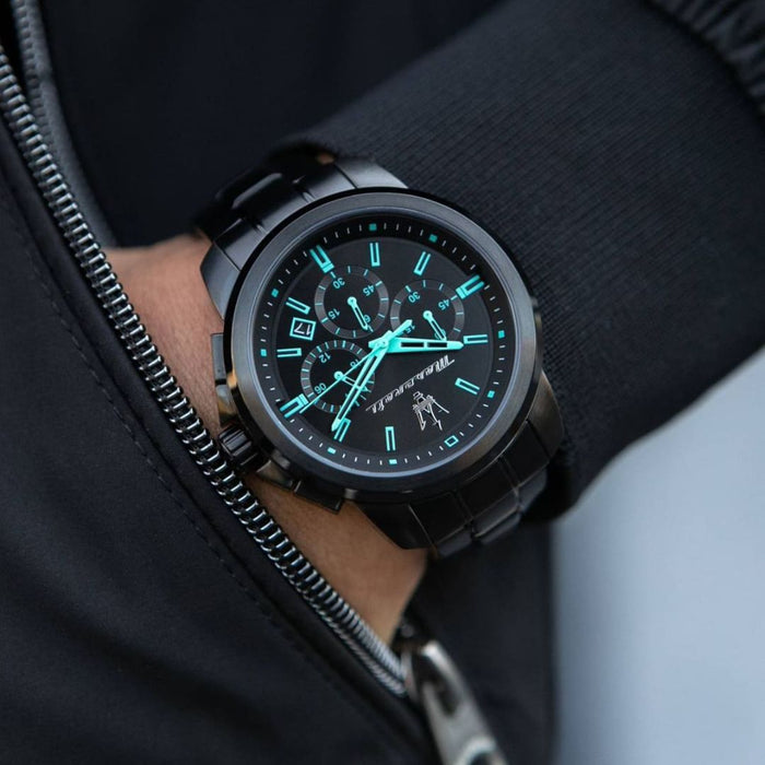 Maserati Successo Chronograph Black & Aqua - R8873644003 - Authentic