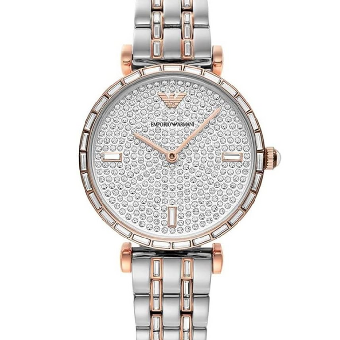 Emporio Armani Women's Analog Stainless Steel Silver Dial 32mm Watch AR11293 - Authentic