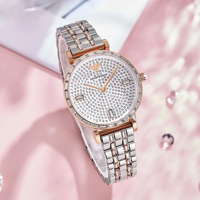 Emporio Armani Women's Analog Stainless Steel Silver Dial 32mm Watch AR11293 - Authentic