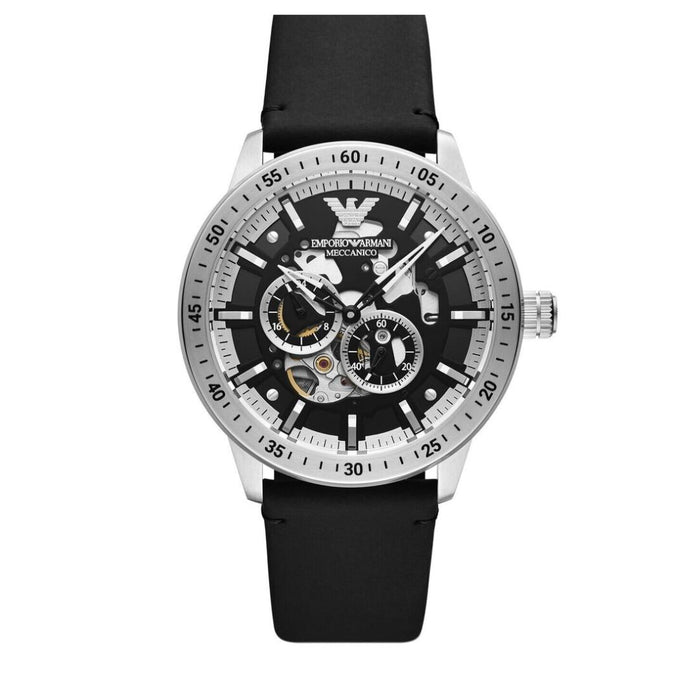 Emporio Armani Mecchanico Automatic Black Leather Men's Watch AR60051 - Authentic