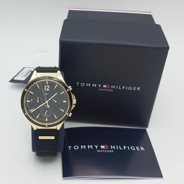 Tommy Hilfiger Women's Watch 1782282 Quartz Silicone Strap Black Dial - 1782282- Authentic