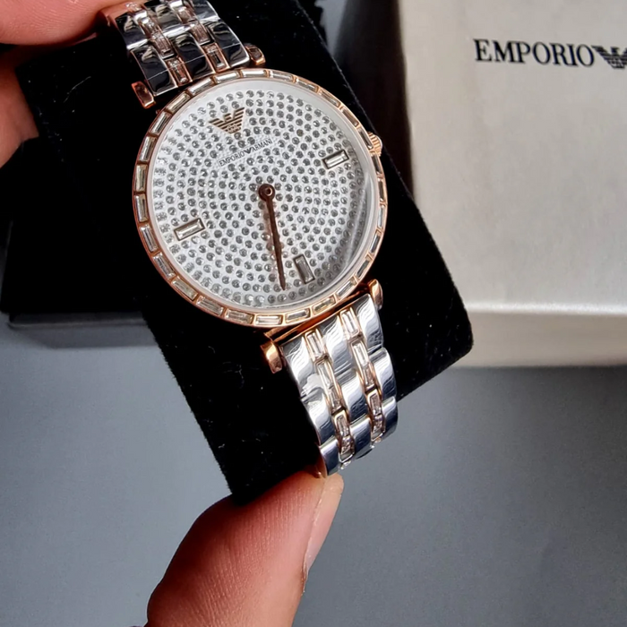 Emporio Armani Women's Analog Stainless Steel Silver Dial 32mm Watch AR11293 - Authentic