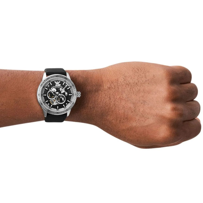 Emporio Armani Mecchanico Automatic Black Leather Men's Watch AR60051 - Authentic