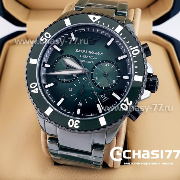 Emporio Armani AR70011 - Diver Ceramic Chronograph Watch - Authentic