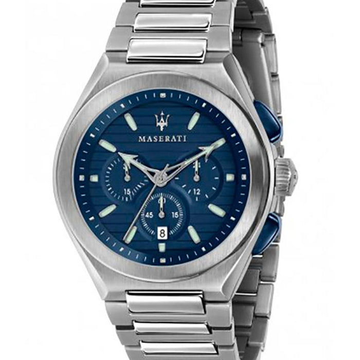 Maserati Ricordo Chronograph – Brushed Steel & Blue Dial - R8873639001 - Authentic