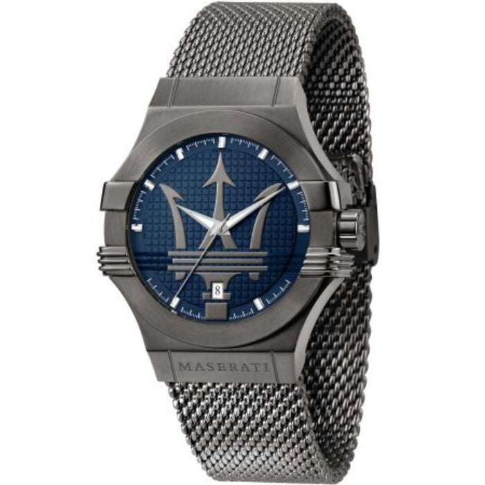 Maserati Men's Blue Dial Watch with Gunmetal Mesh Strap - R8853108005 - Authentic
