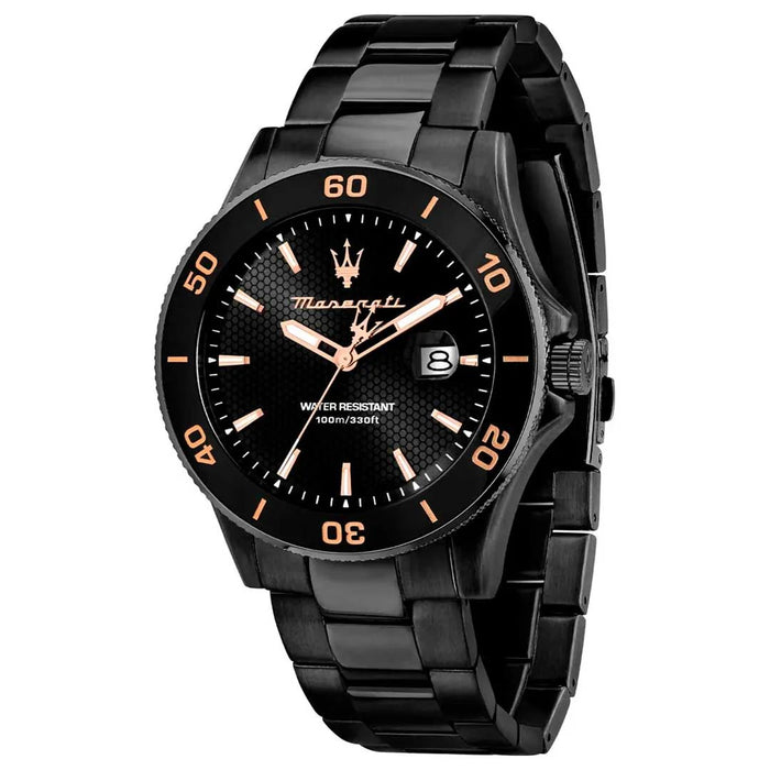 Maserati Sfida Black Dial Rose Gold Accents Watch - R8853100035 - Authentic