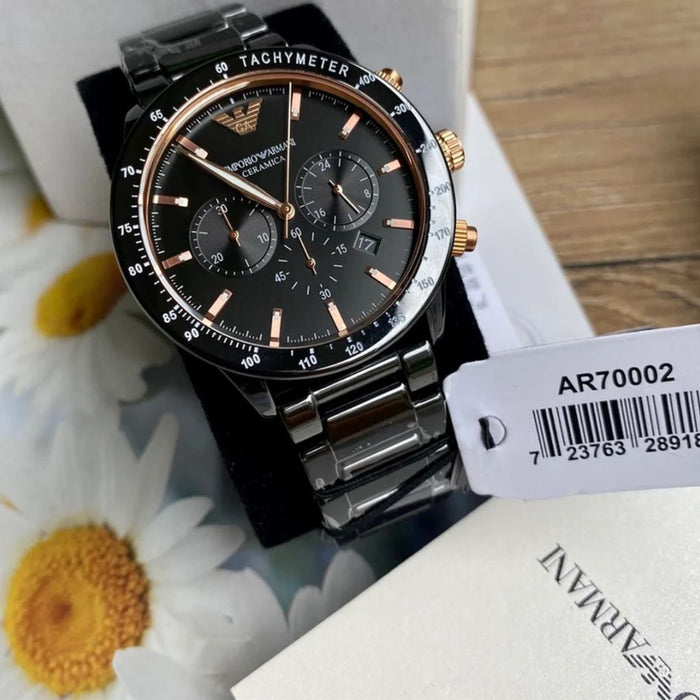 EMPORIO ARMANI Chronograph Quartz Black Dial Men's Watch - Authentic