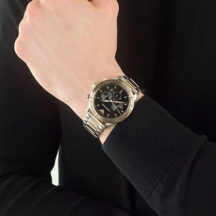 Emporio Armani Men's Quartz Two-tone Stainless Steel Black Dial 43mm - Authentic