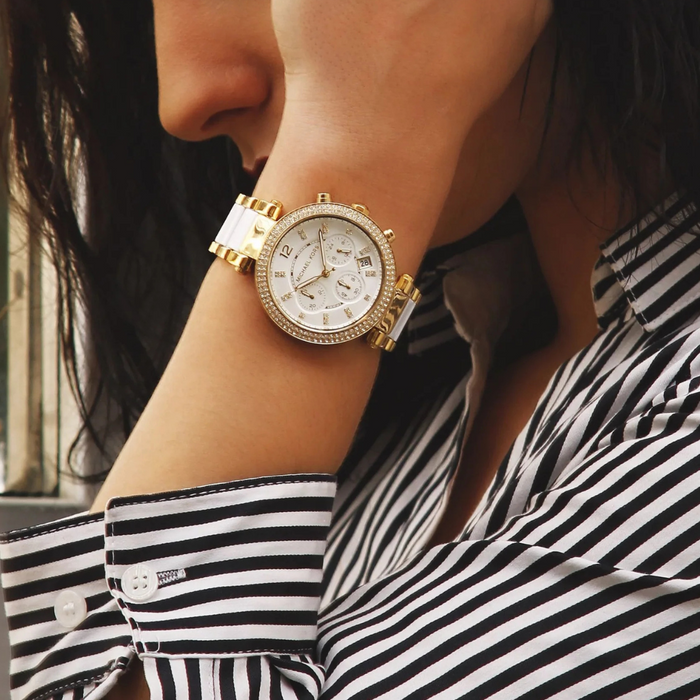 Michael Kors Women's Parker White Watch Authentic