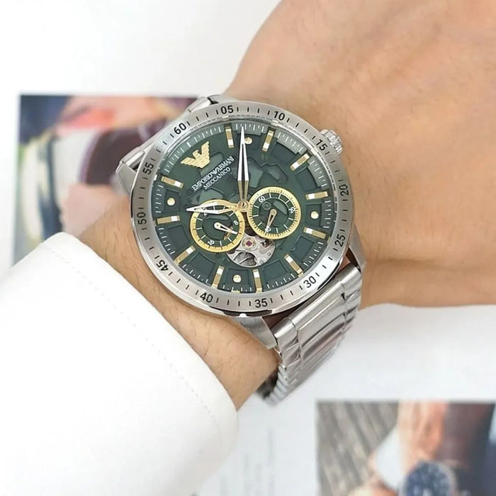 Emporio Armani AR60053 - Mario Meccanico Chronograph Watch - Authentic