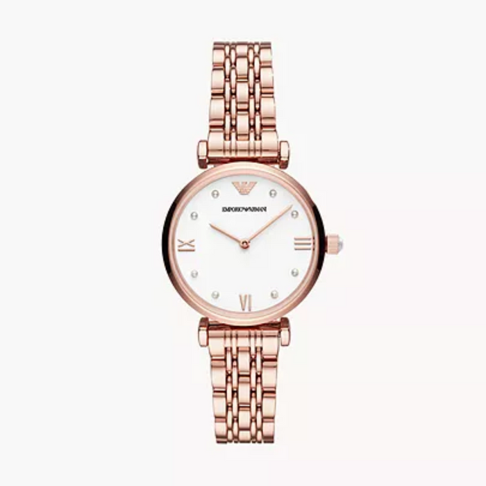 Emporio Armani Two-Hand Rose Gold-Tone Stainless Steel Watch - AR11267 - Authentic