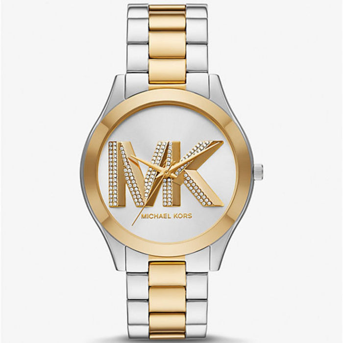 Michael Kors Slim Runway Three-Hand Two-Tone Stainless Steel Watch MK4735 Authentic