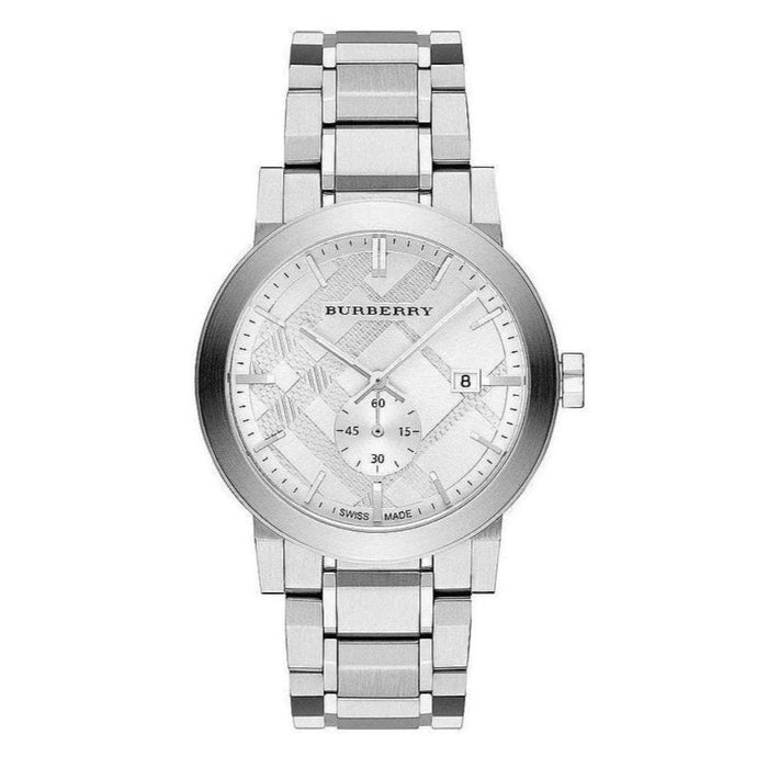 Burberry Men's Silver Stainless Steel Watch with Textured White Dial - BU9900 - Authentic