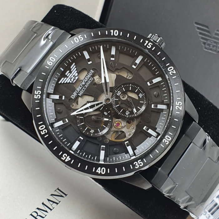 Emporio Armani Automatic Black Stainless Steel Watch - AR60054 - Authentic