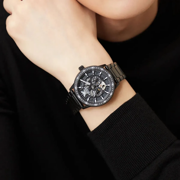 Emporio Armani Automatic Black Stainless Steel Watch - AR60054 - Authentic