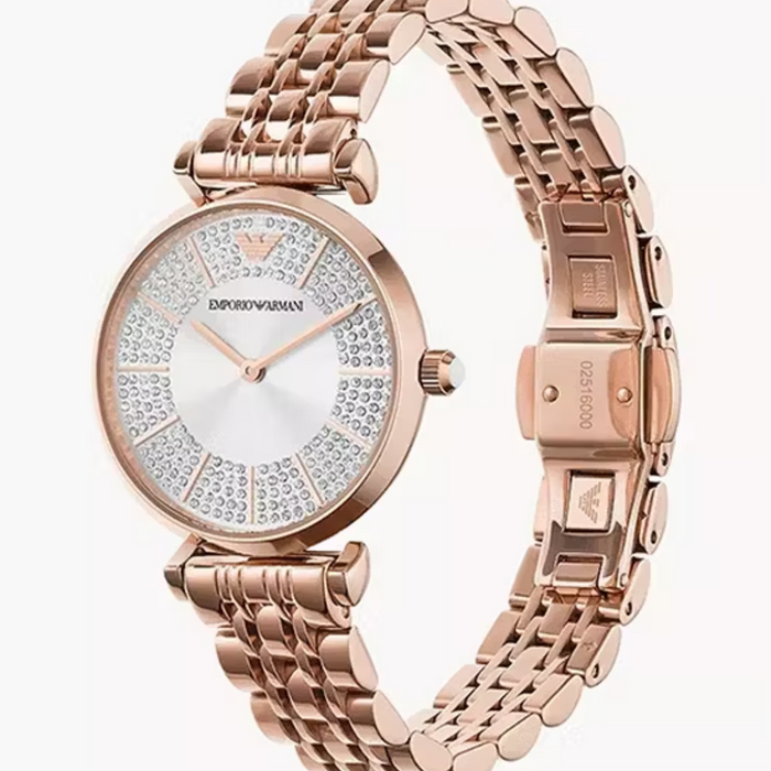 Emporio Armani Two-Hand Rose Gold-Tone Stainless Steel Watch AR11446 - Authentic