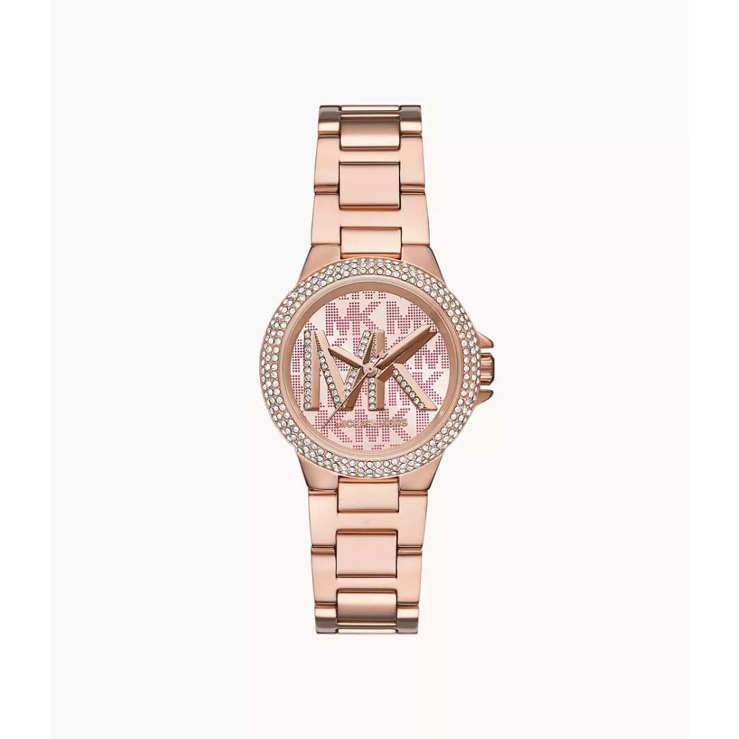 Michael Kors Camille Three-Hand Rose Gold-Tone Stainless Steel Watch M ...