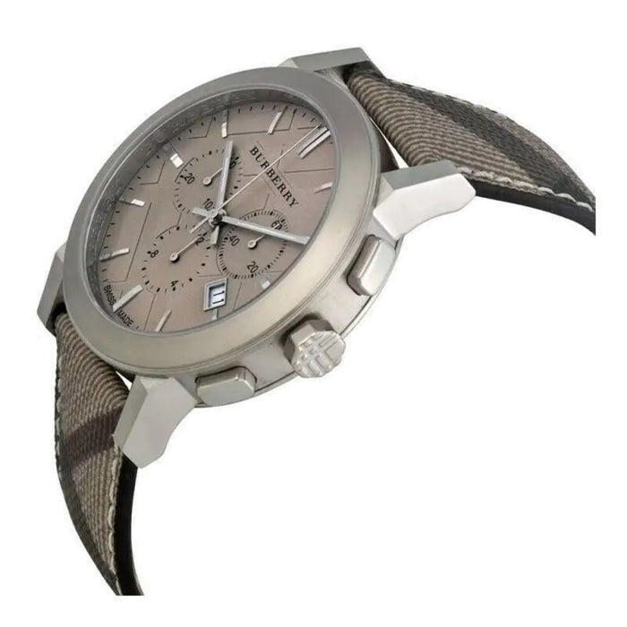 Burberry Beige Chronograph Watch with Classic Check Strap BU9358 - Authentic