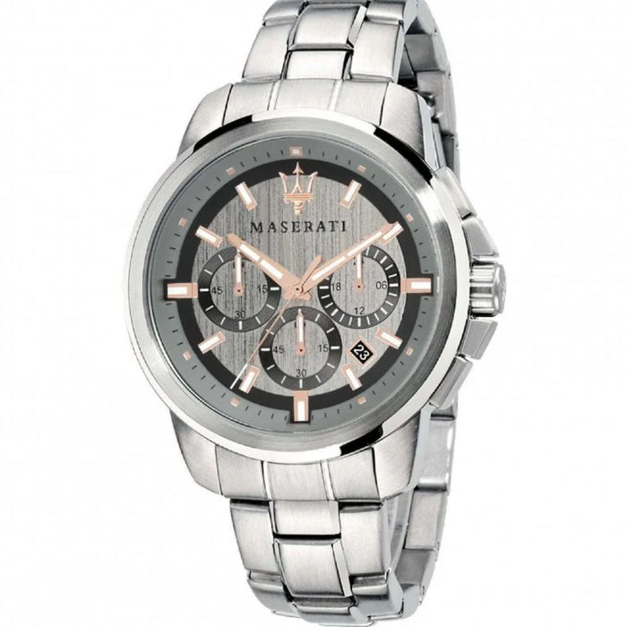 Maserati Successo Chronograph Silver & Rose Gold - R8873621004 - Authentic